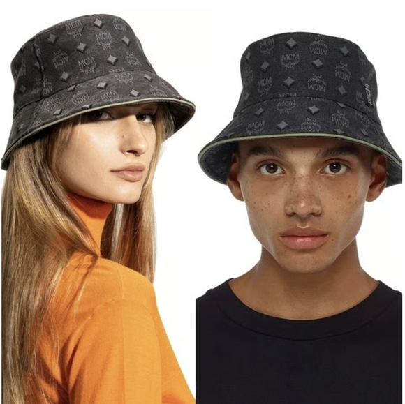 MCM visestos bucket hat Grey outside with green piping + inner lining. - Picture 14 of 16